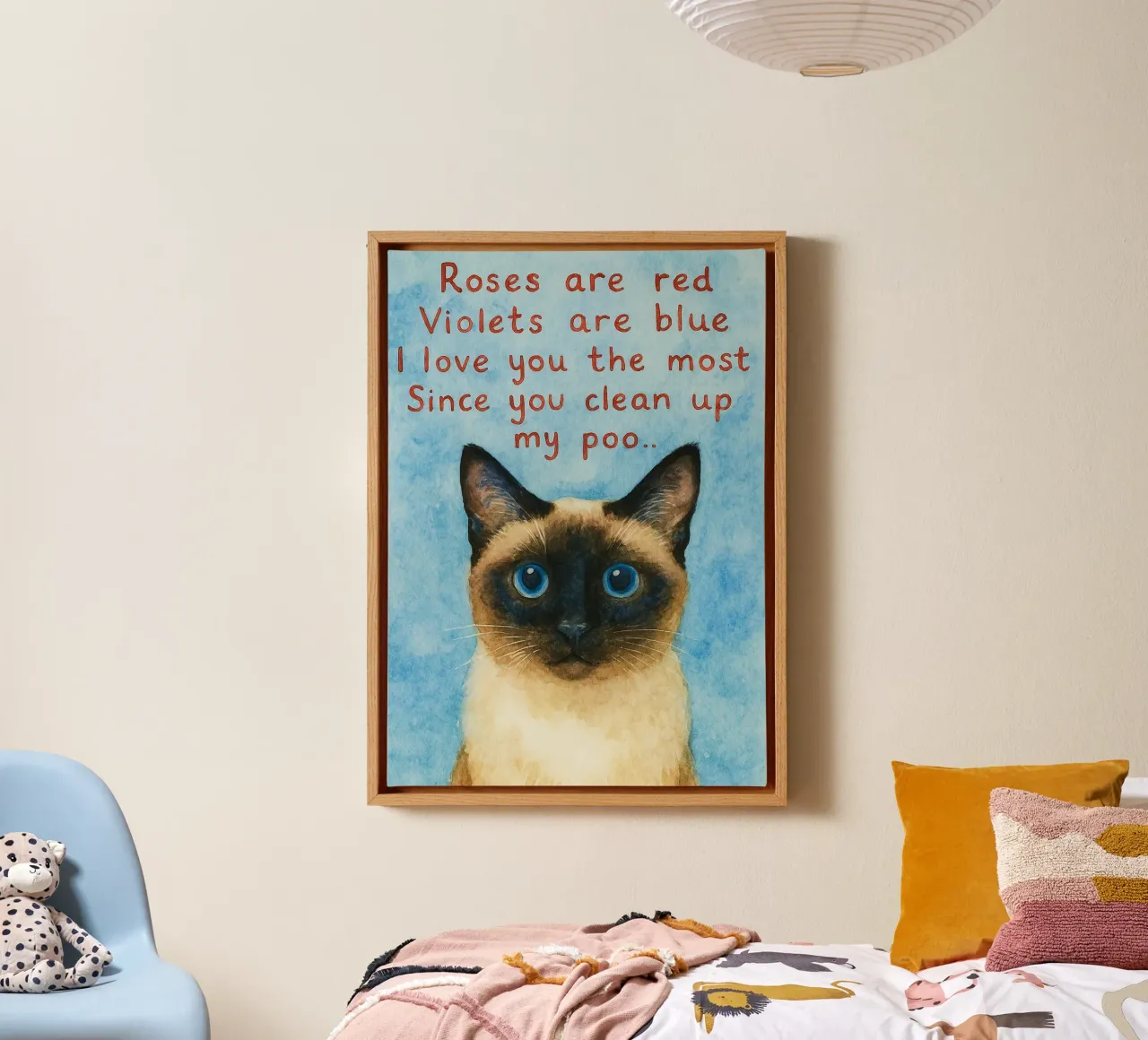 katteneigenaar cadeau schilderij canvas met Baklijst van Goldend