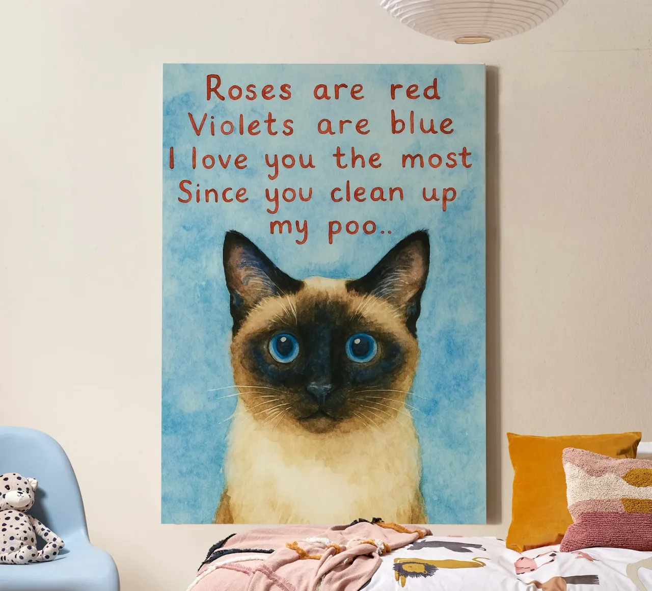 katteneigenaar cadeau schilderij canvas met Baklijst van Goldend