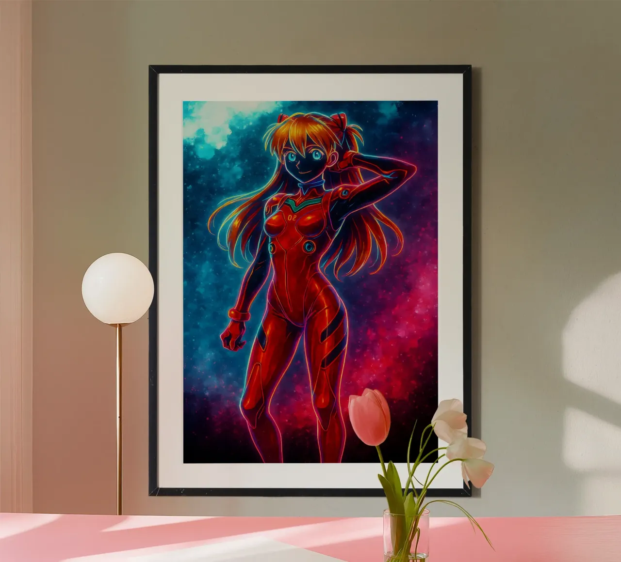 Soul Of Neon Genesis Evangelion Asuka Langley Soryu poster con telaio in legno da DGSoulheroes