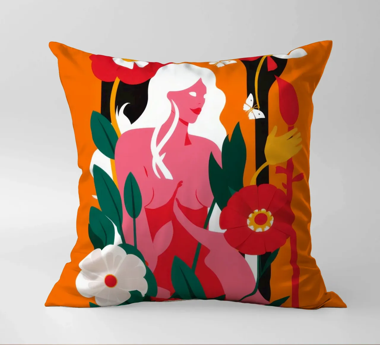 Silhouette dell'anima floreale cuscino da Line Fable