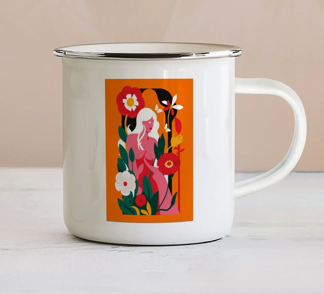 Silhouette dell'anima floreale tazza in smalto da Line Fable