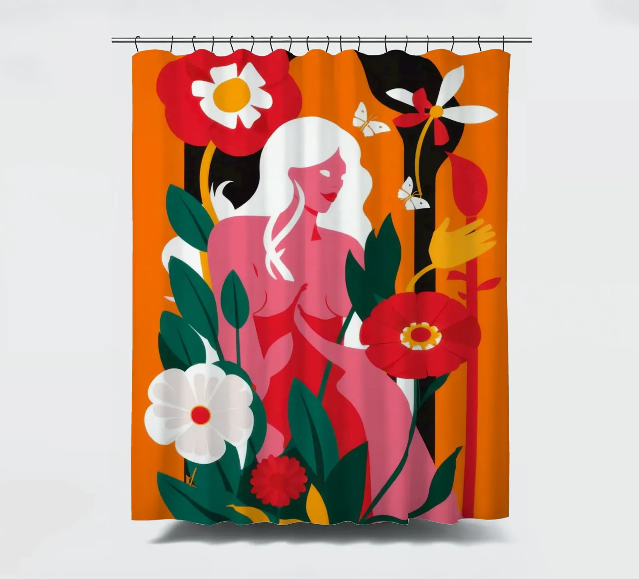 Silhouette dell'anima floreale tenda da doccia da Line Fable