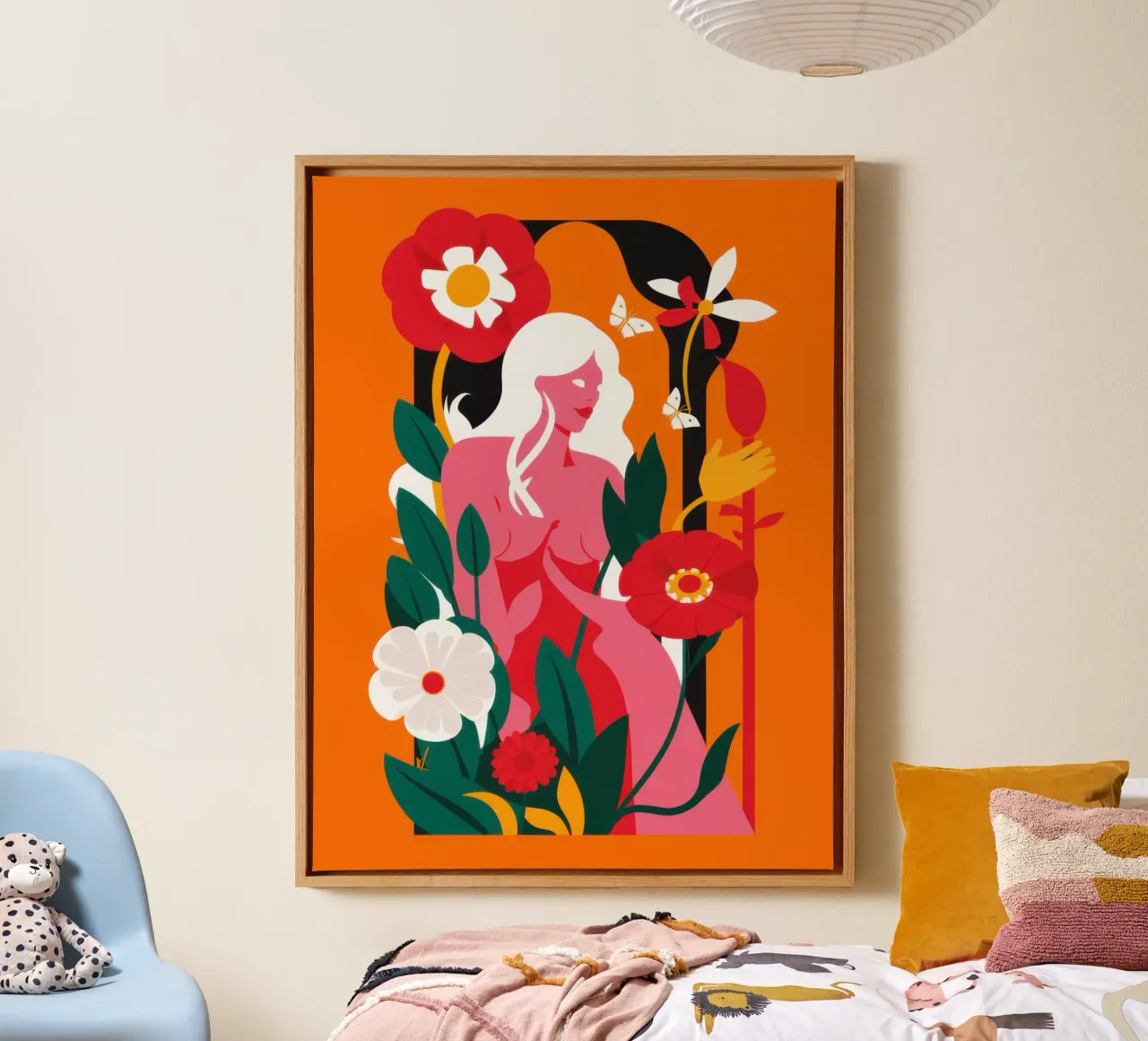 Silhouet Bloemenziel canvas van Line Fable