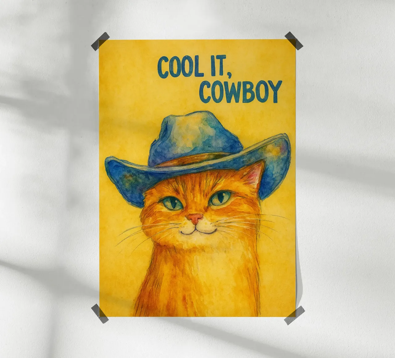 cool it gatto cowboy pittura poster da Goldend