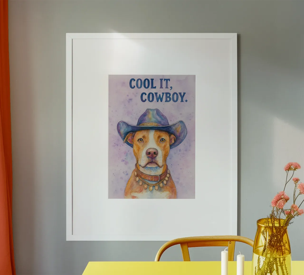 pittura di cani cowboy cool it poster da Goldend