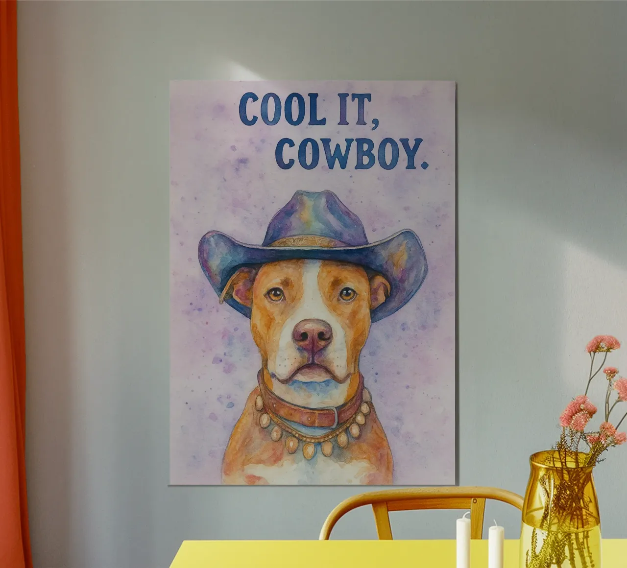 pittura di cani cowboy cool it poster da Goldend