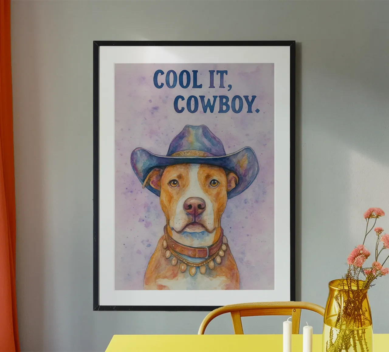 pittura di cani cowboy cool it poster da Goldend