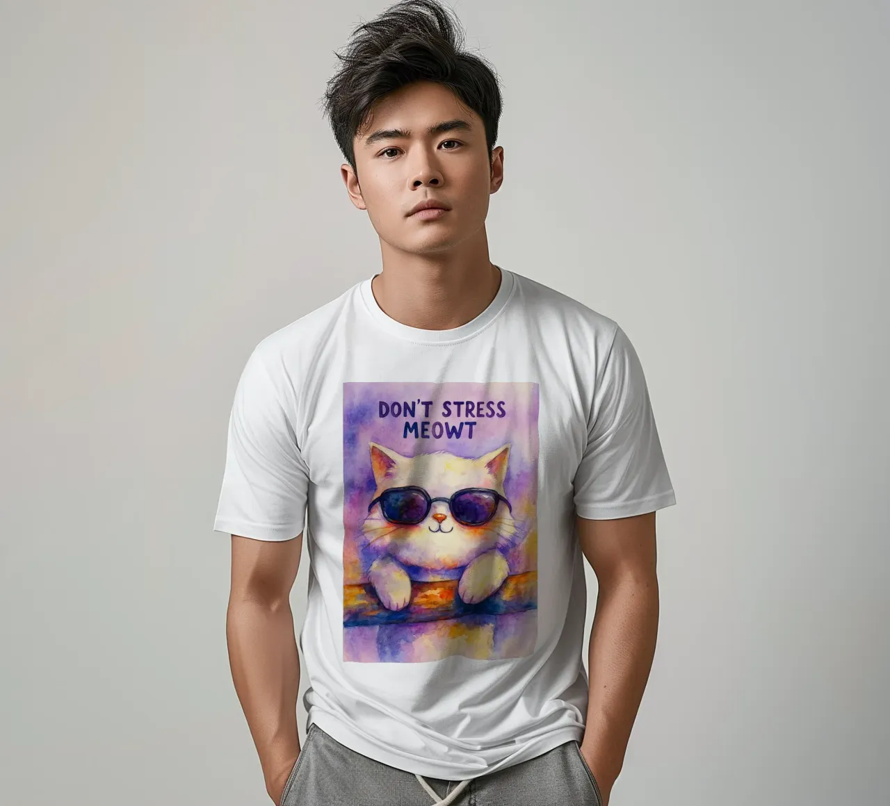 pittura di gatto dont strees meowt t-shirt da Goldend