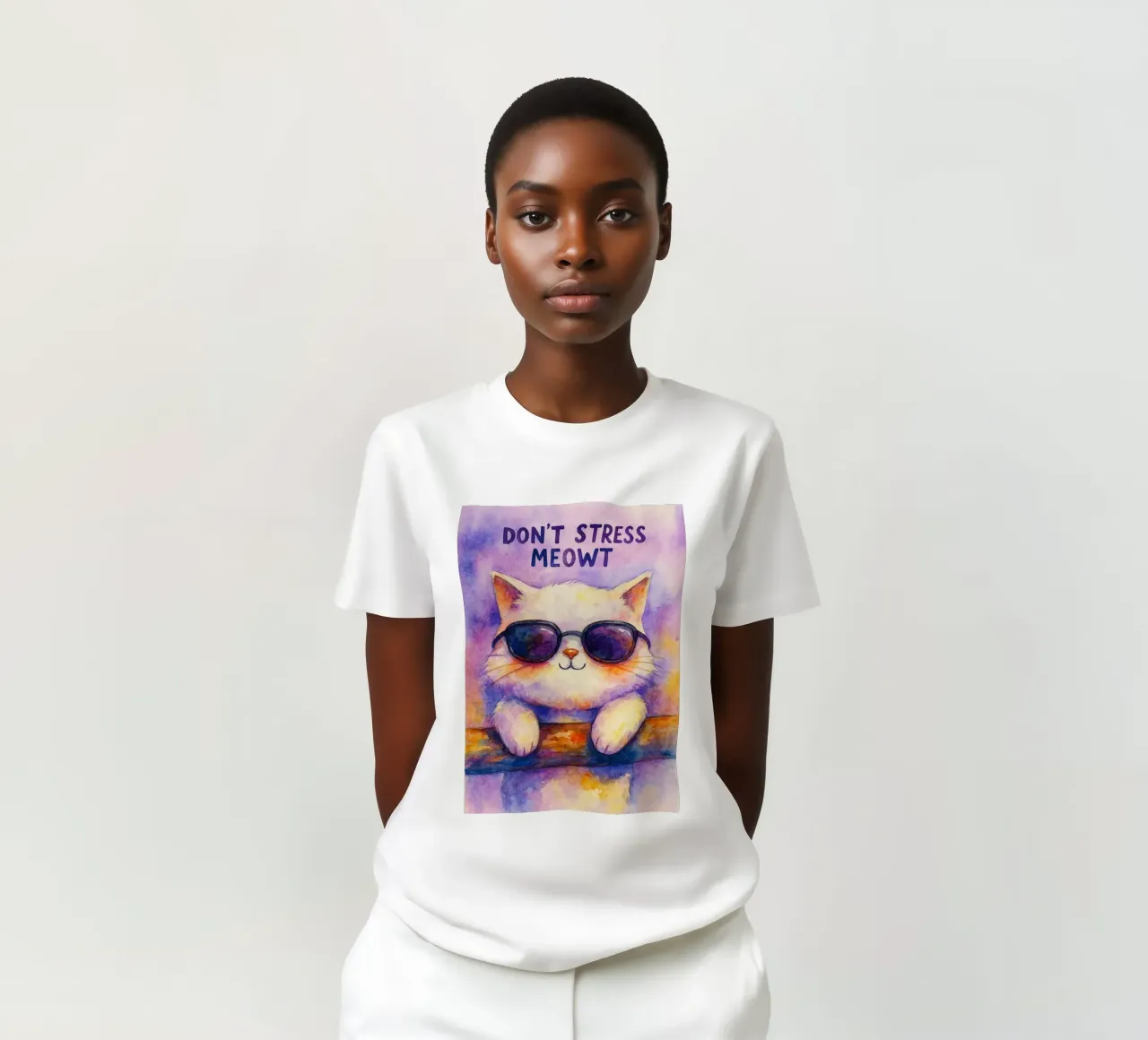 pittura di gatto dont strees meowt t-shirt da Goldend