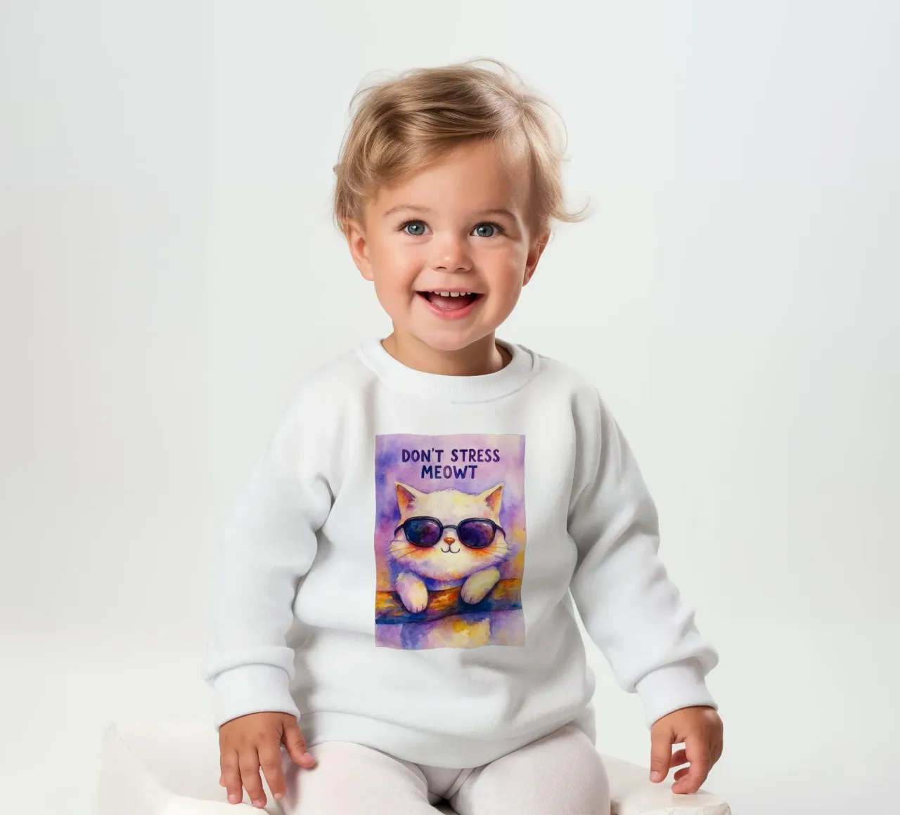 pittura di gatto dont strees meowt felpa neonato da Goldend