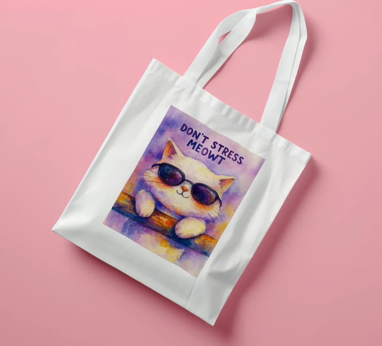 pittura di gatto dont strees meowt borsa in juta da Goldend