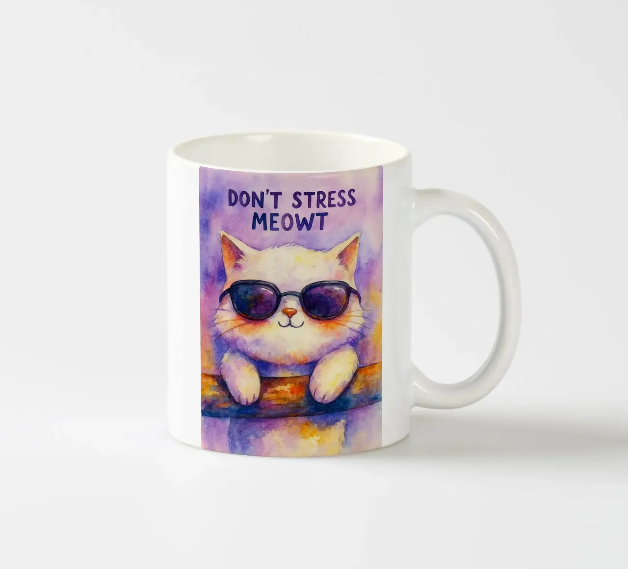 pittura di gatto dont strees meowt tazza in ceramica da Goldend