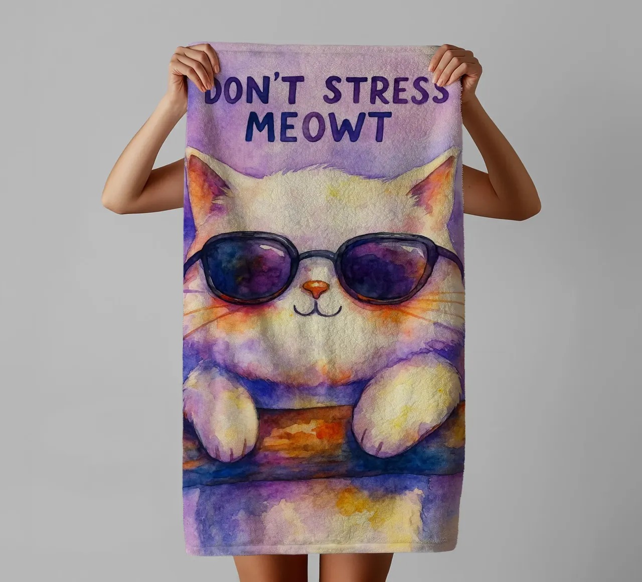 dont strees meowt Katze Gemälde Handtuch von Goldend