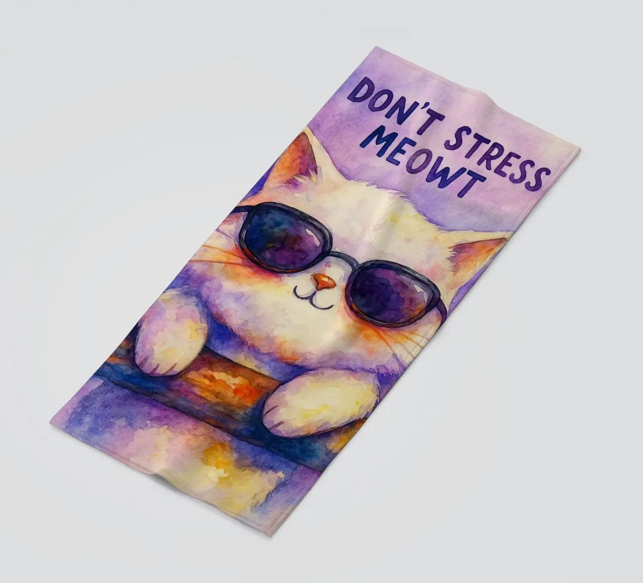 pittura di gatto dont strees meowt telo mare da Goldend