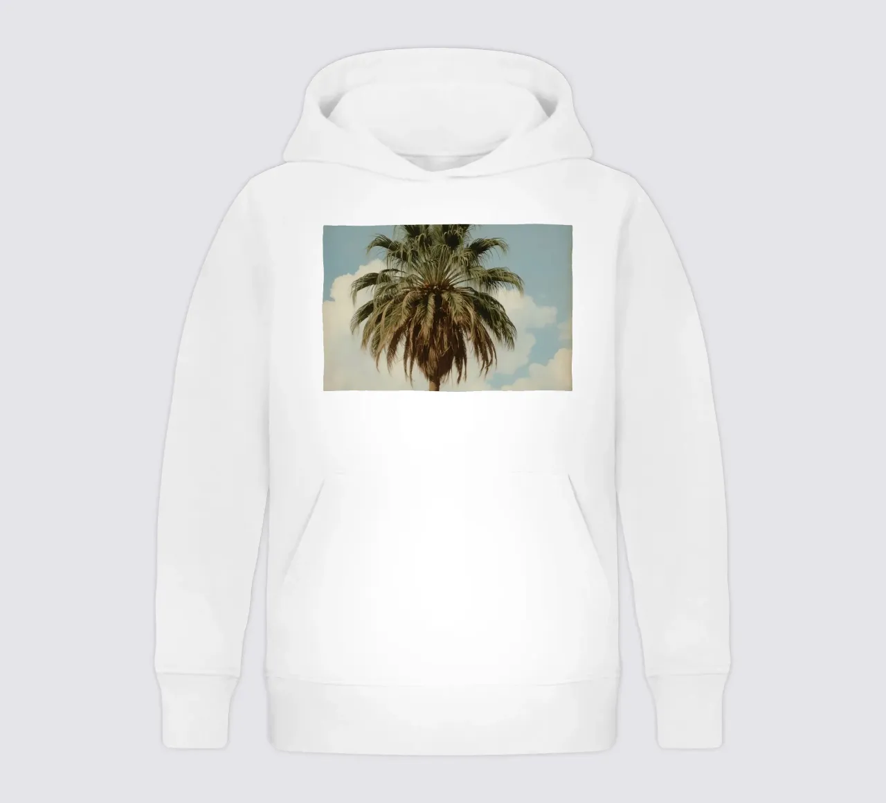 Palma alta con cielo blu e nuvole soffici in una luce calda. felpa bambino con cappuccio da DesignDoodle