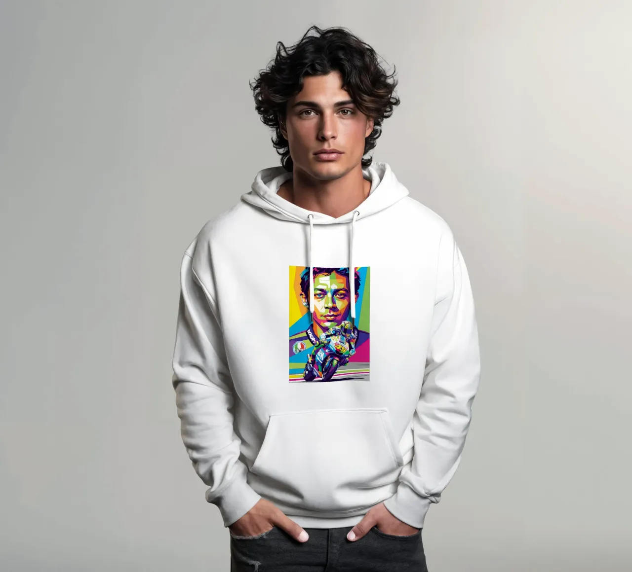 Valentino Rossi - WPAP art style (2) felpa con cappuccio da Hantamrata