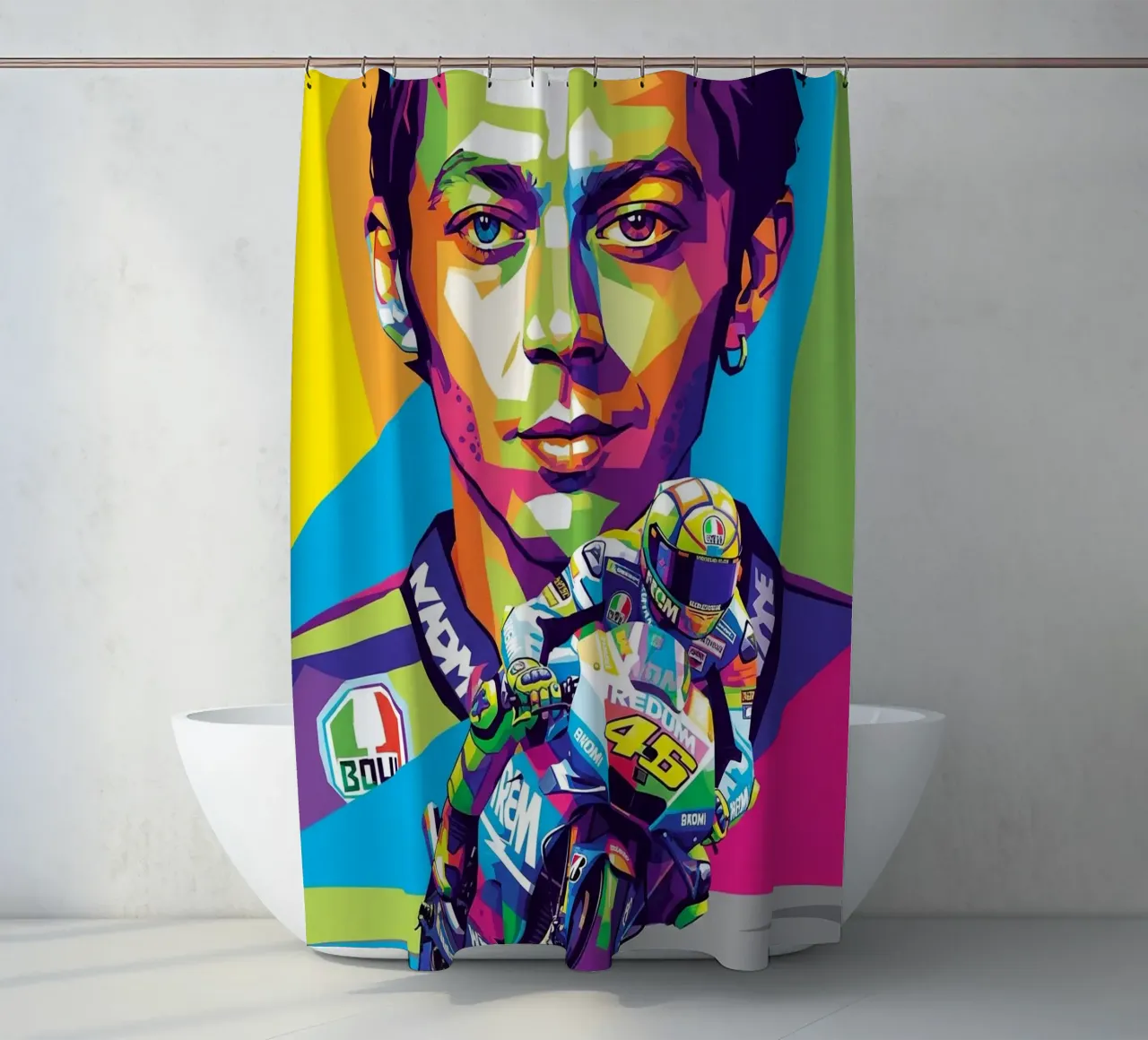 Valentino Rossi - WPAP art style (2) tenda da doccia da Hantamrata