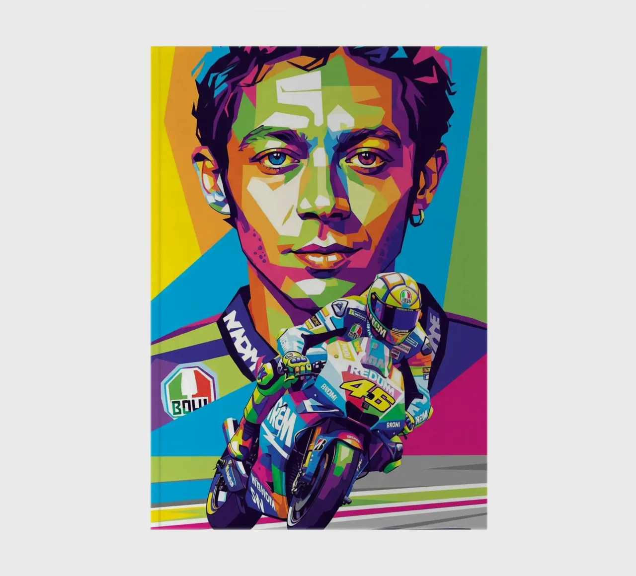 Valentino Rossi - WPAP art style (2) notebook by Hantamrata