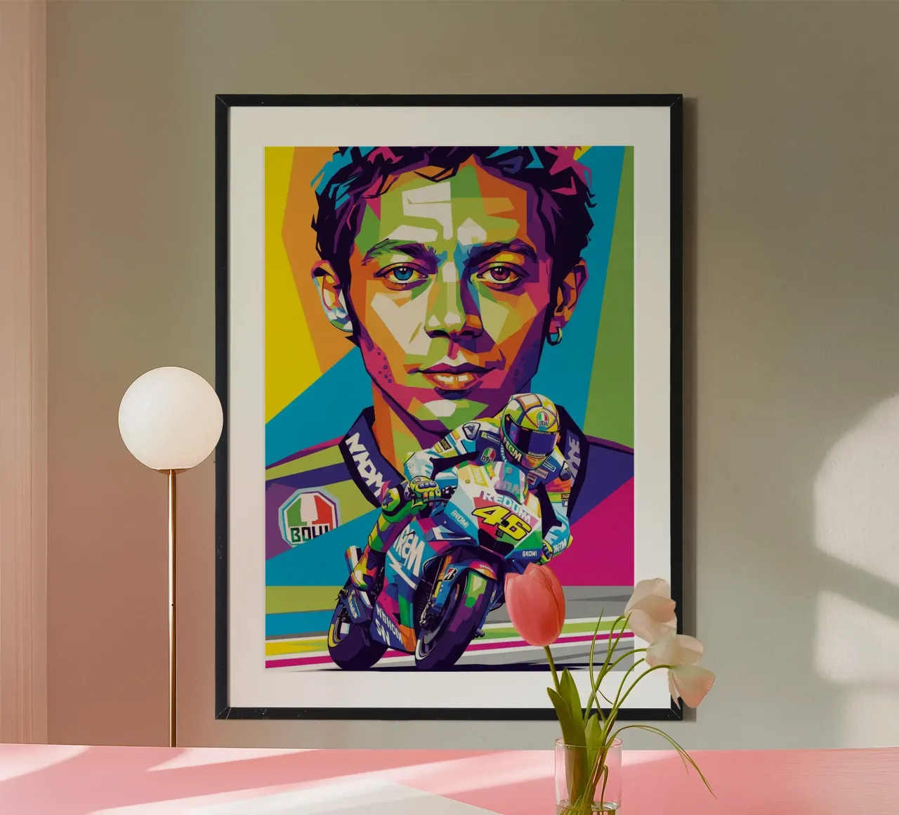 Valentino Rossi - WPAP art style (2) carta hahnemühle da Hantamrata