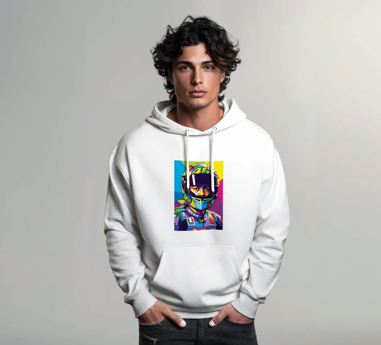 Valentino Rossi - WPAP art style (3) felpa con cappuccio da Hantamrata