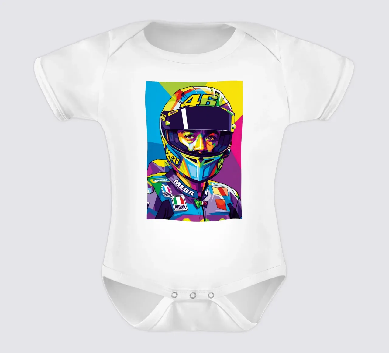 Valentino Rossi - WPAP art style (3) body neonato maniche corte da Hantamrata