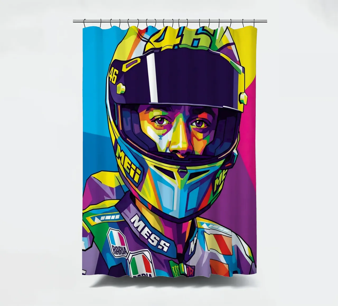 Valentino Rossi - WPAP art style (3) tenda da doccia da Hantamrata
