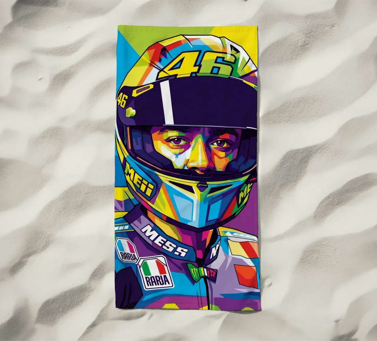 Valentino Rossi - WPAP art style (3) telo mare da Hantamrata
