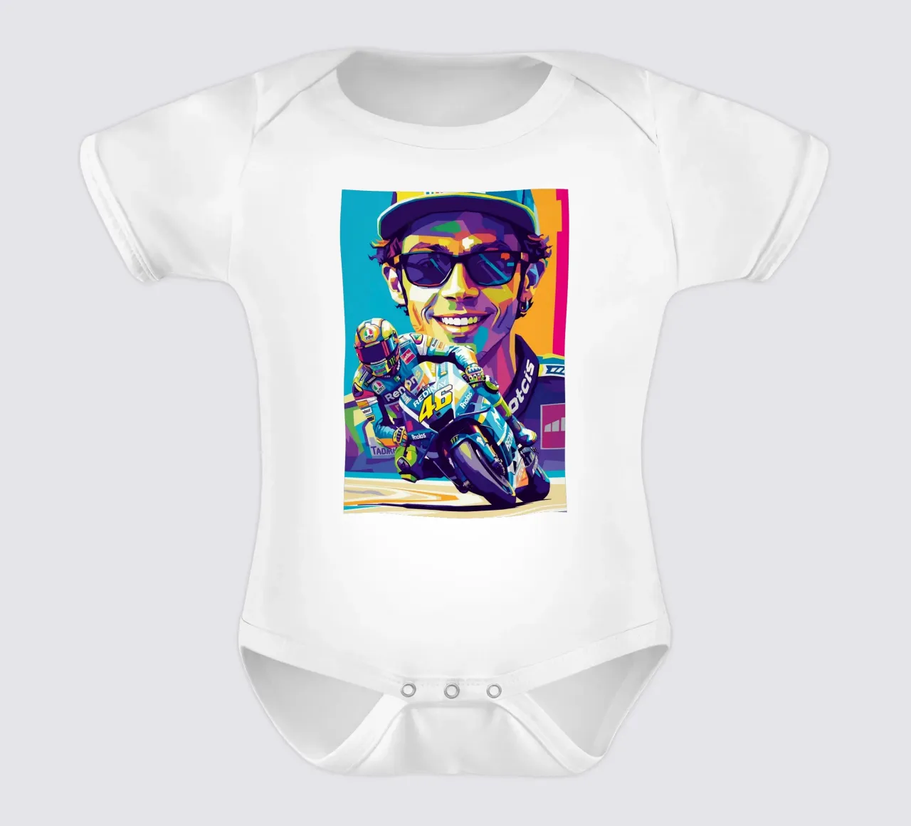 Valentino Rossi - WPAP art style (4) body neonato maniche corte da Hantamrata