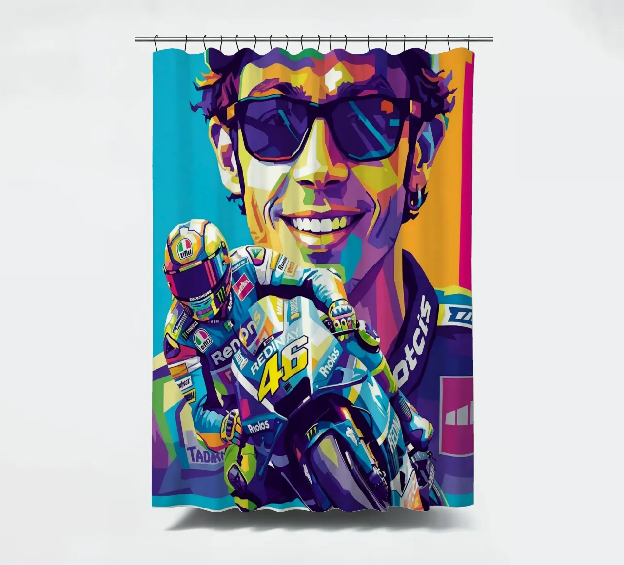 Valentino Rossi - WPAP art style (4) tenda da doccia da Hantamrata