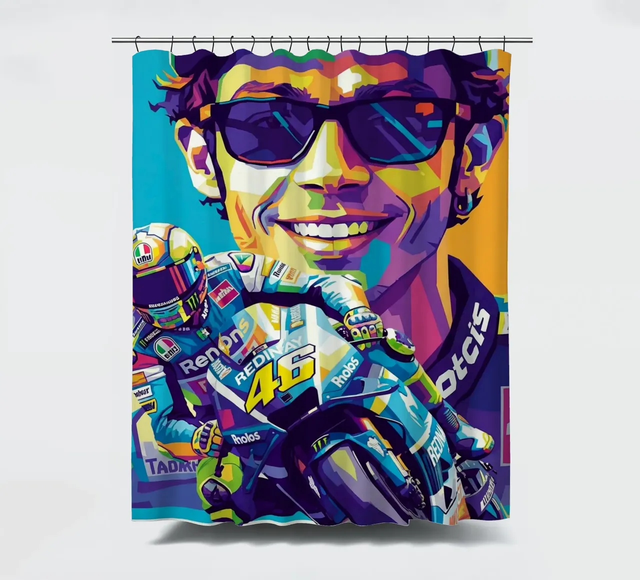Valentino Rossi - WPAP art style (4) tenda da doccia da Hantamrata