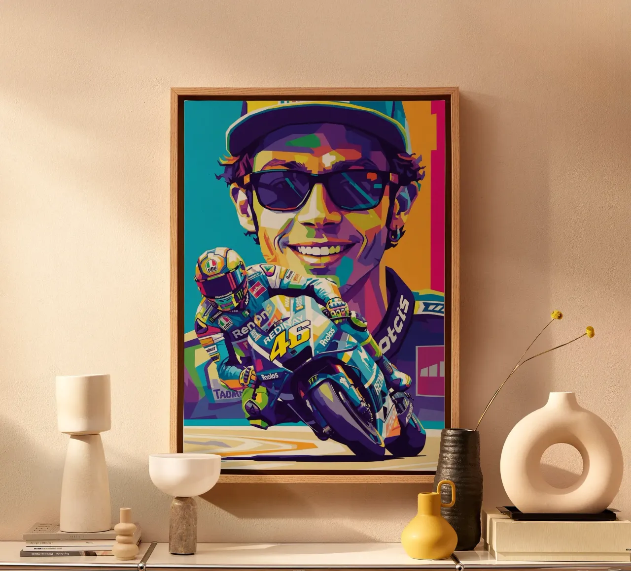 Valentino Rossi - WPAP art style (4) tela da Hantamrata