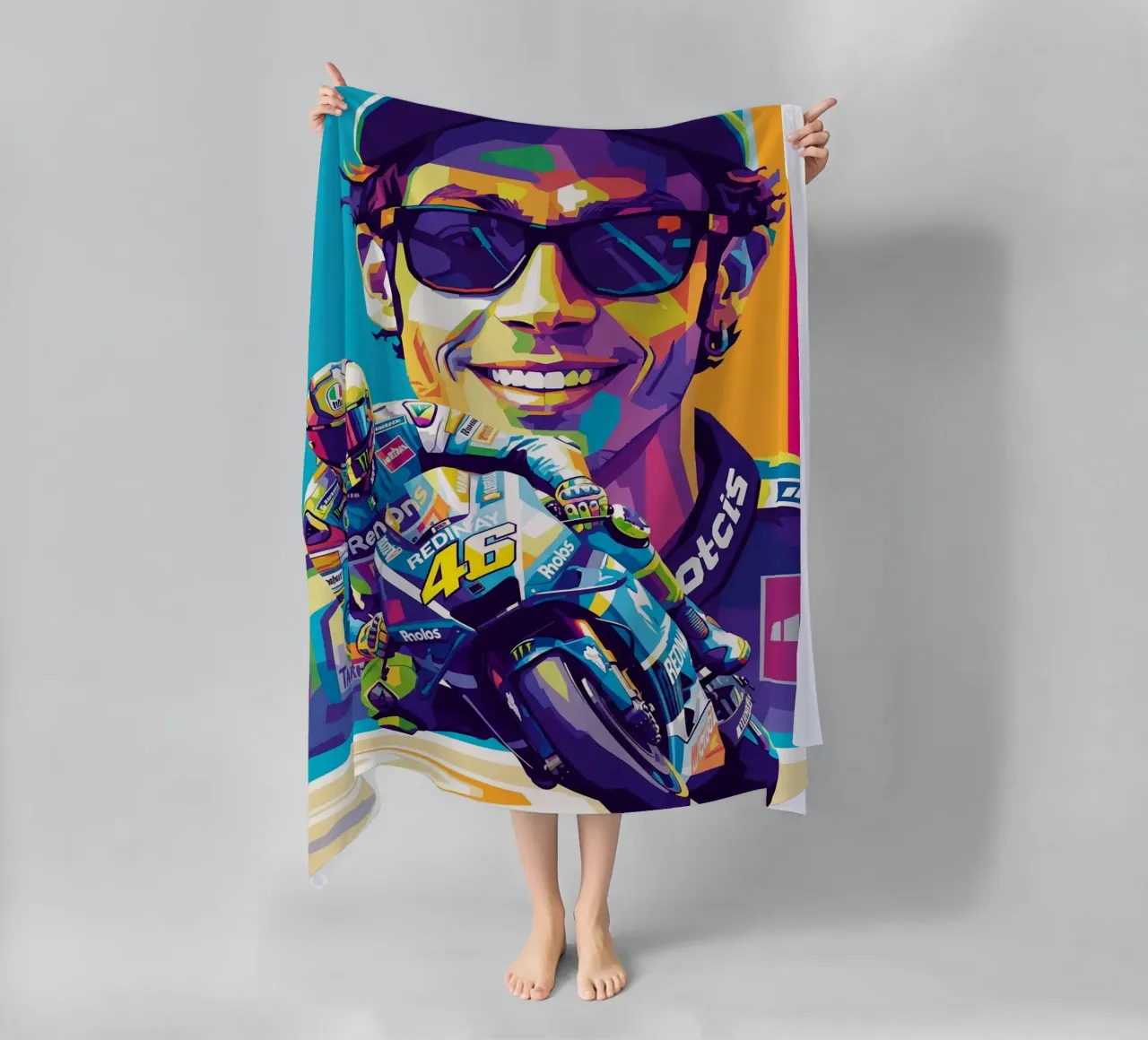 Valentino Rossi - WPAP art style (4) telo mare da Hantamrata