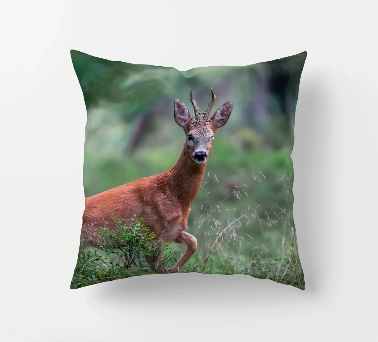 Il capriolo fa l'occhiolino cuscino da Tom's Wildlife