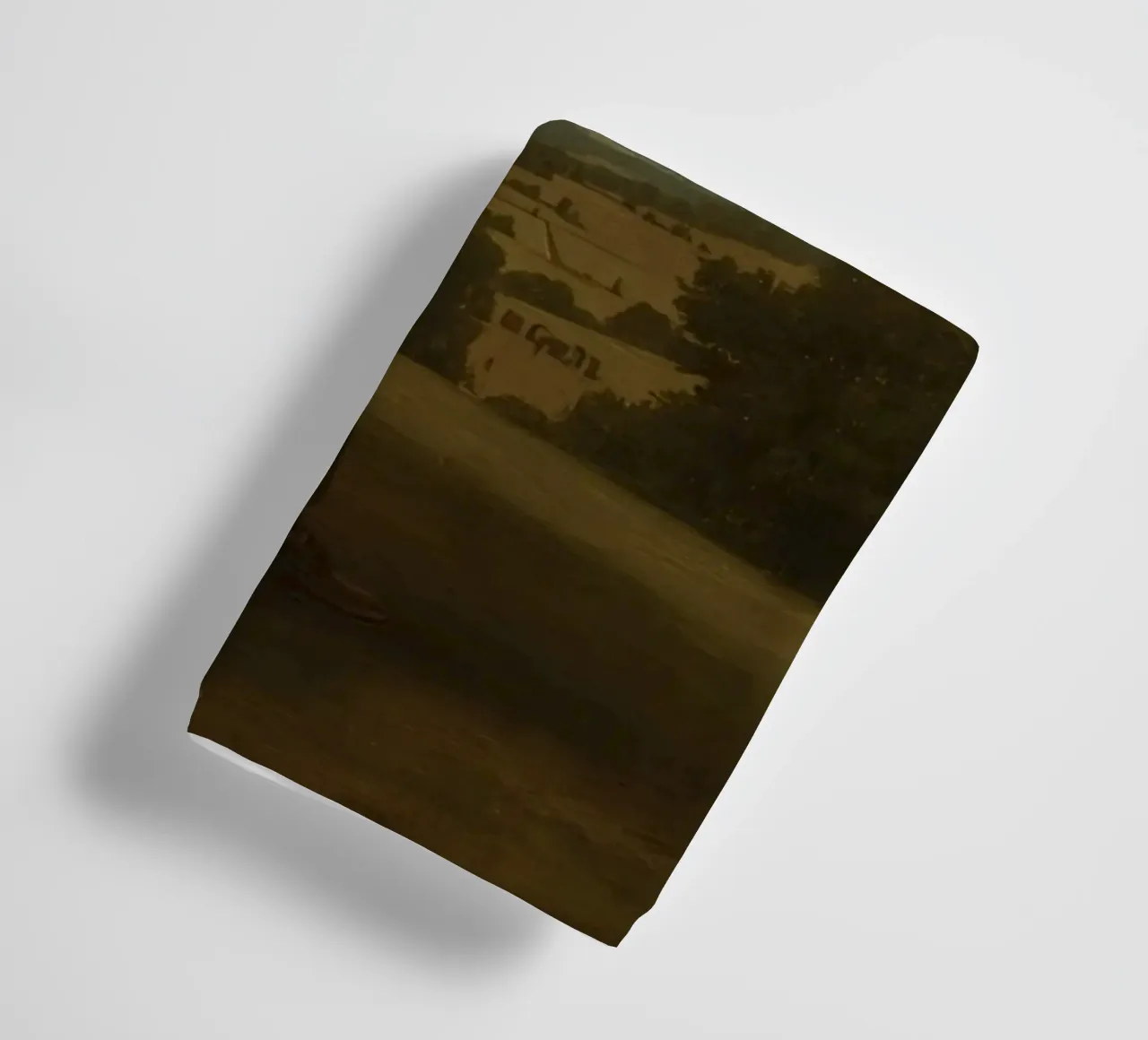 man seated on a stone bench reflecting on a landscape towel by DesignDoodle