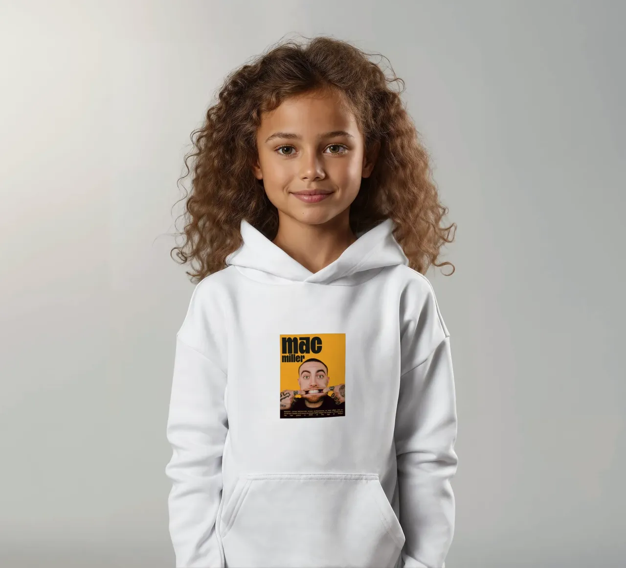 Facce sorridenti e divertenti Mac Miller felpa bambino con cappuccio da softseilish