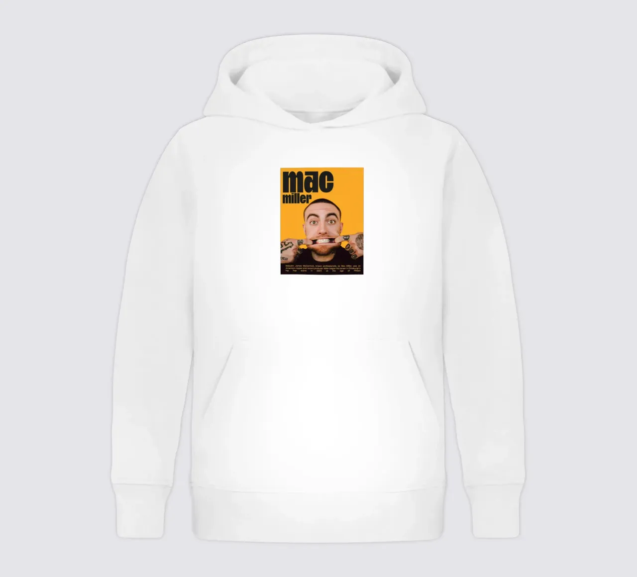 Facce sorridenti e divertenti Mac Miller felpa bambino con cappuccio da softseilish