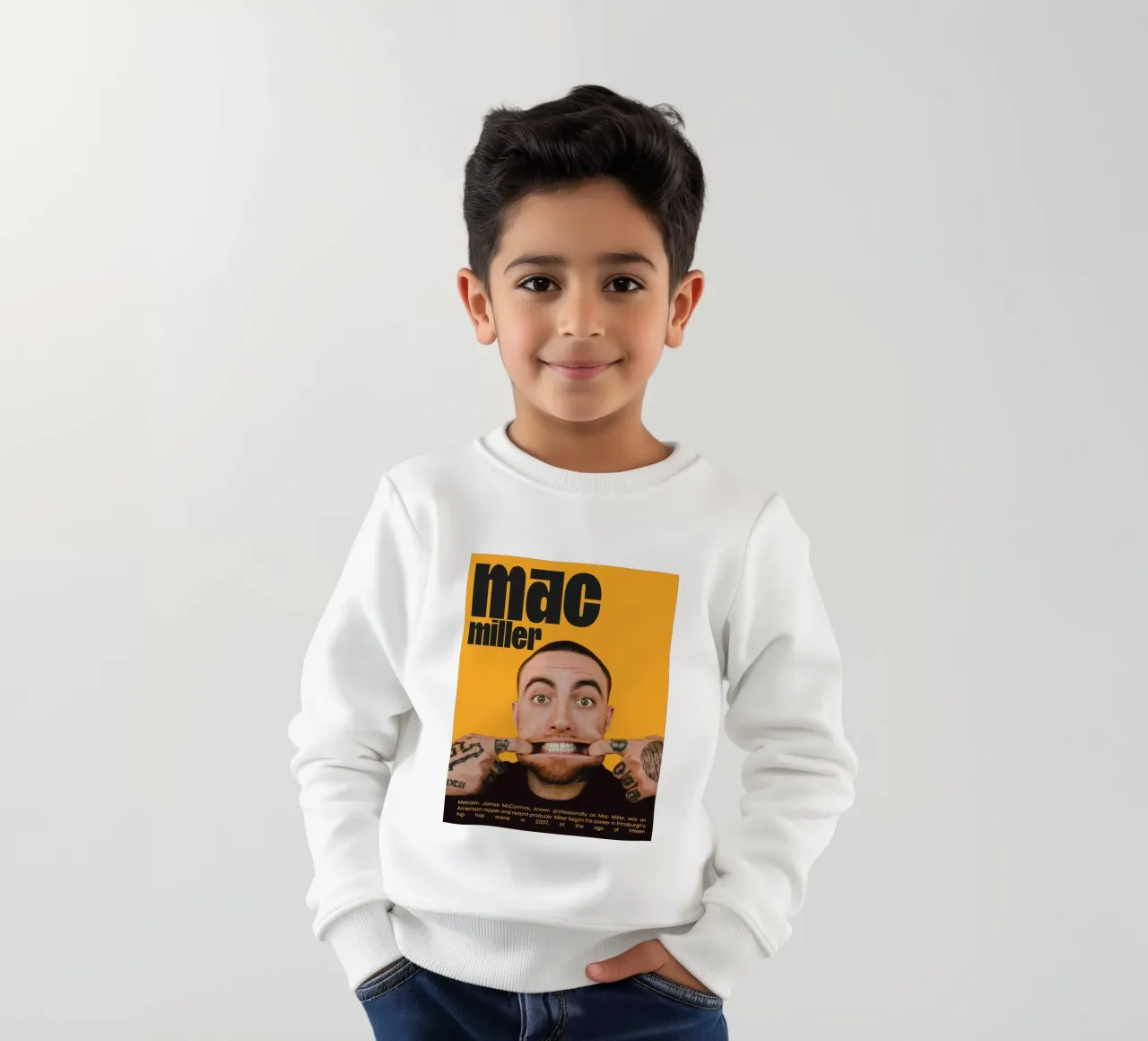Facce sorridenti e divertenti Mac Miller felpa bambino da softseilish