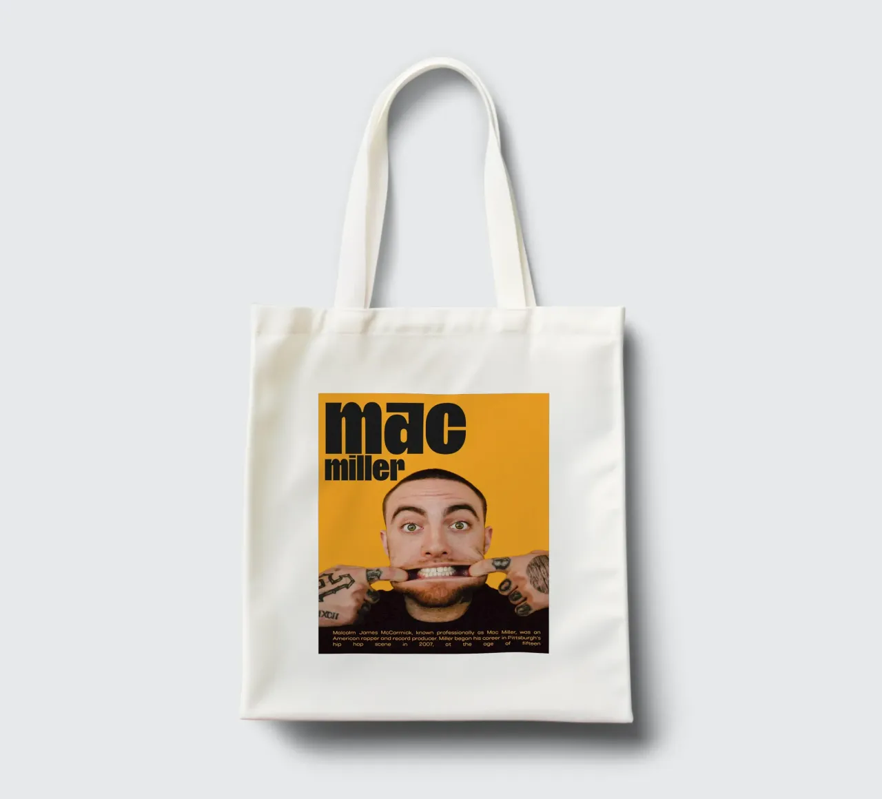 Facce sorridenti e divertenti Mac Miller borsa in juta da softseilish