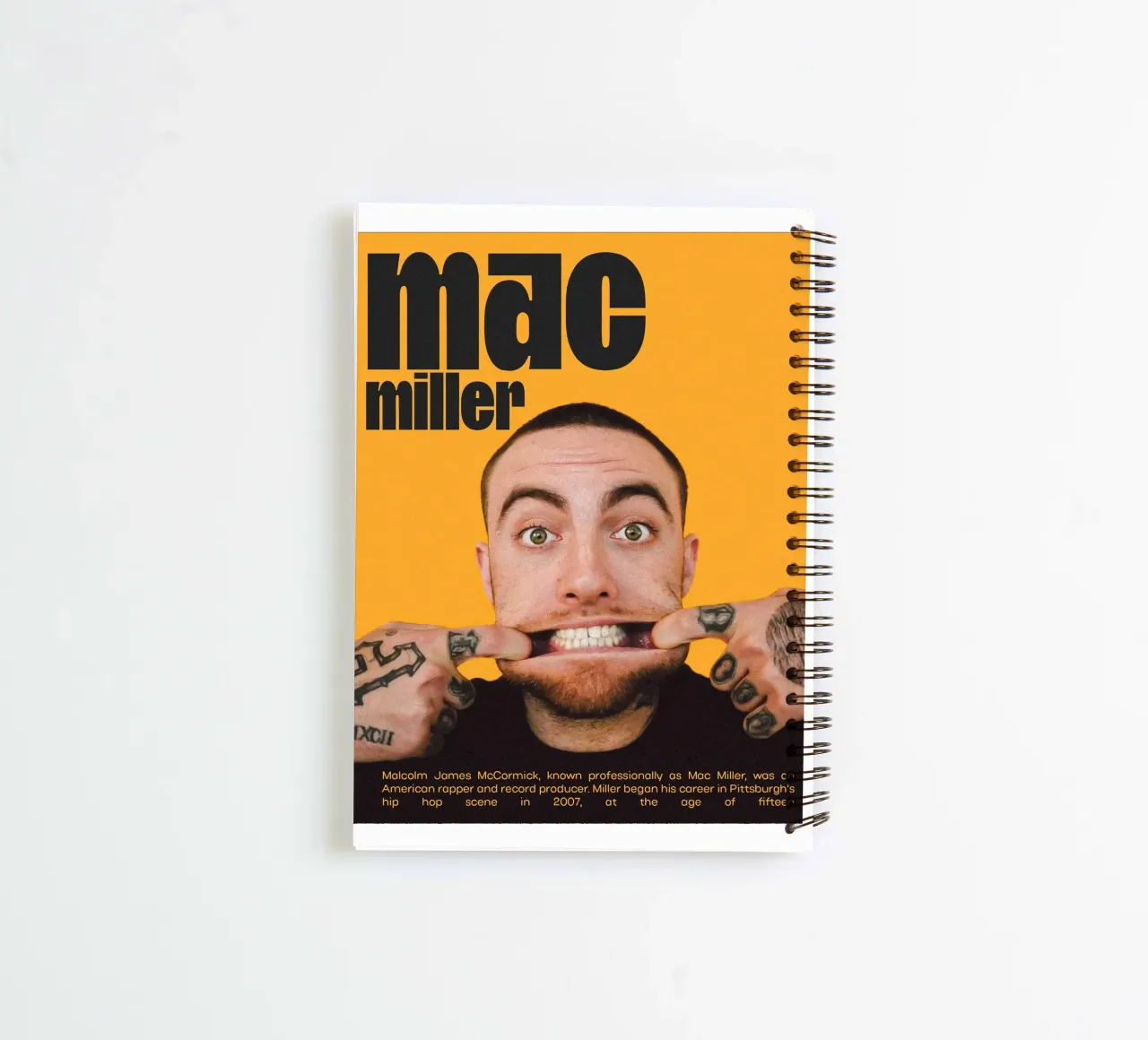Facce sorridenti e divertenti Mac Miller diario ad anelli da softseilish