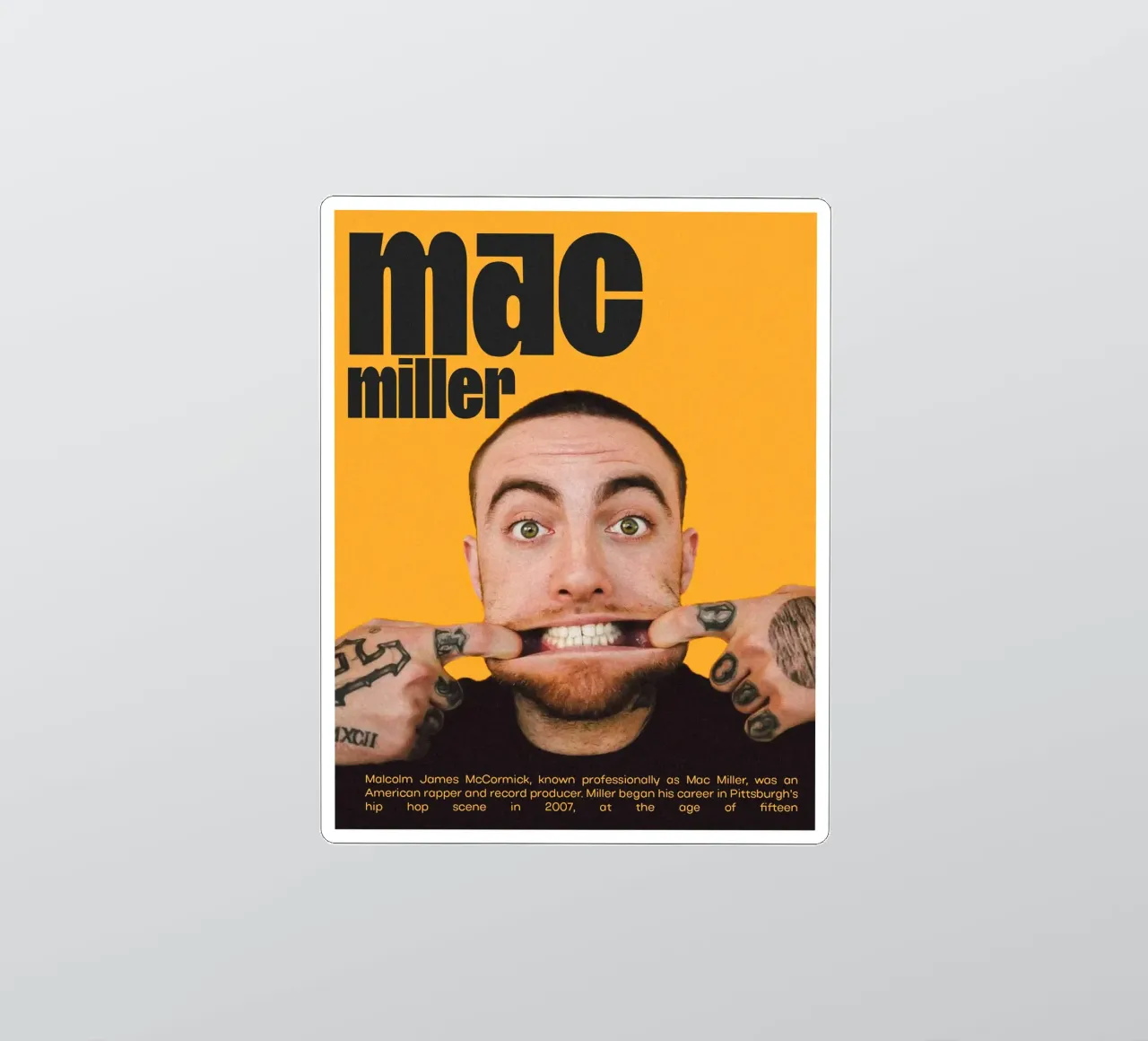 Facce sorridenti e divertenti Mac Miller adesivo da softseilish