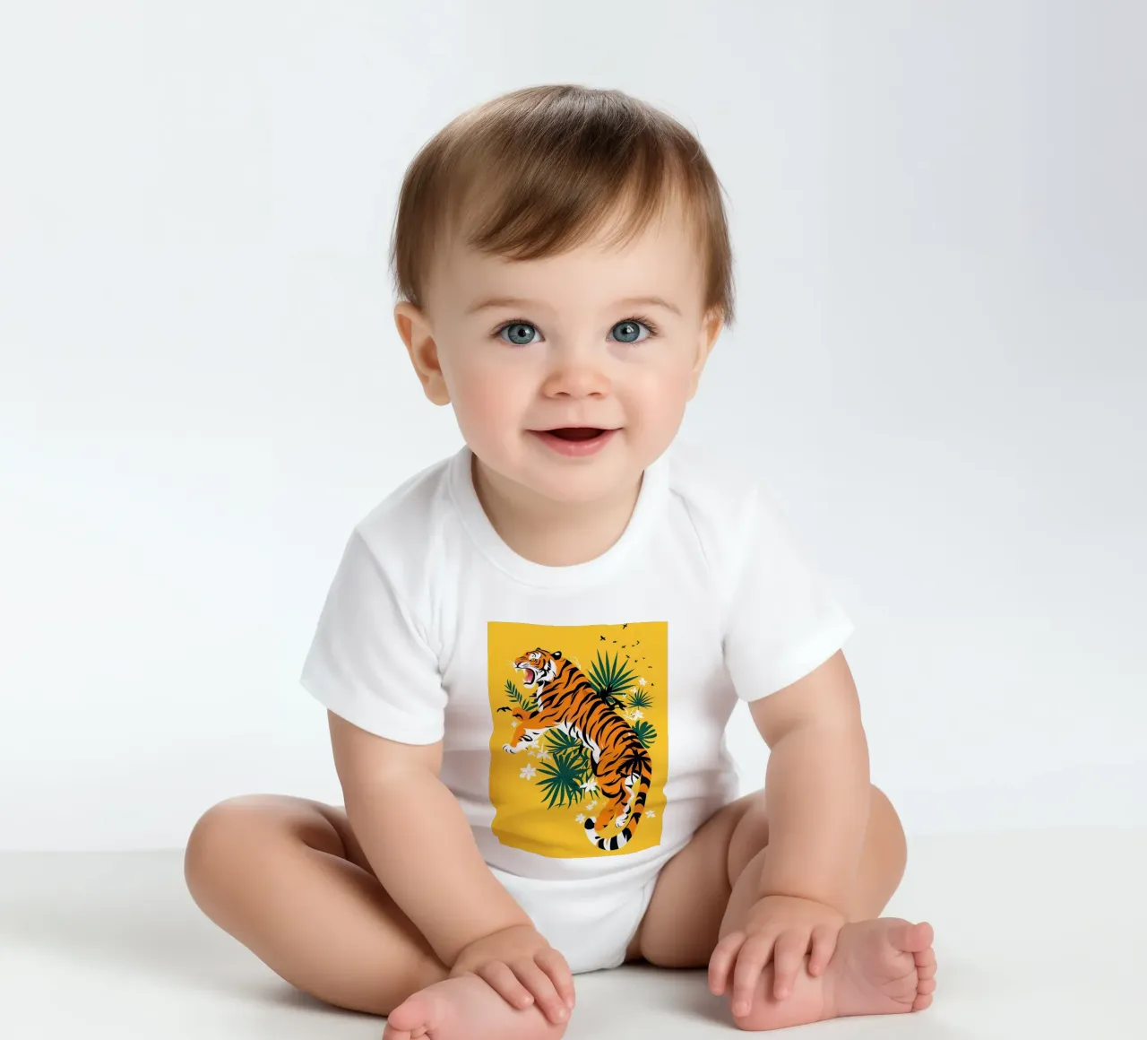 Bengal tiger short-sleeve baby romper by 🥝 KIWI STORE