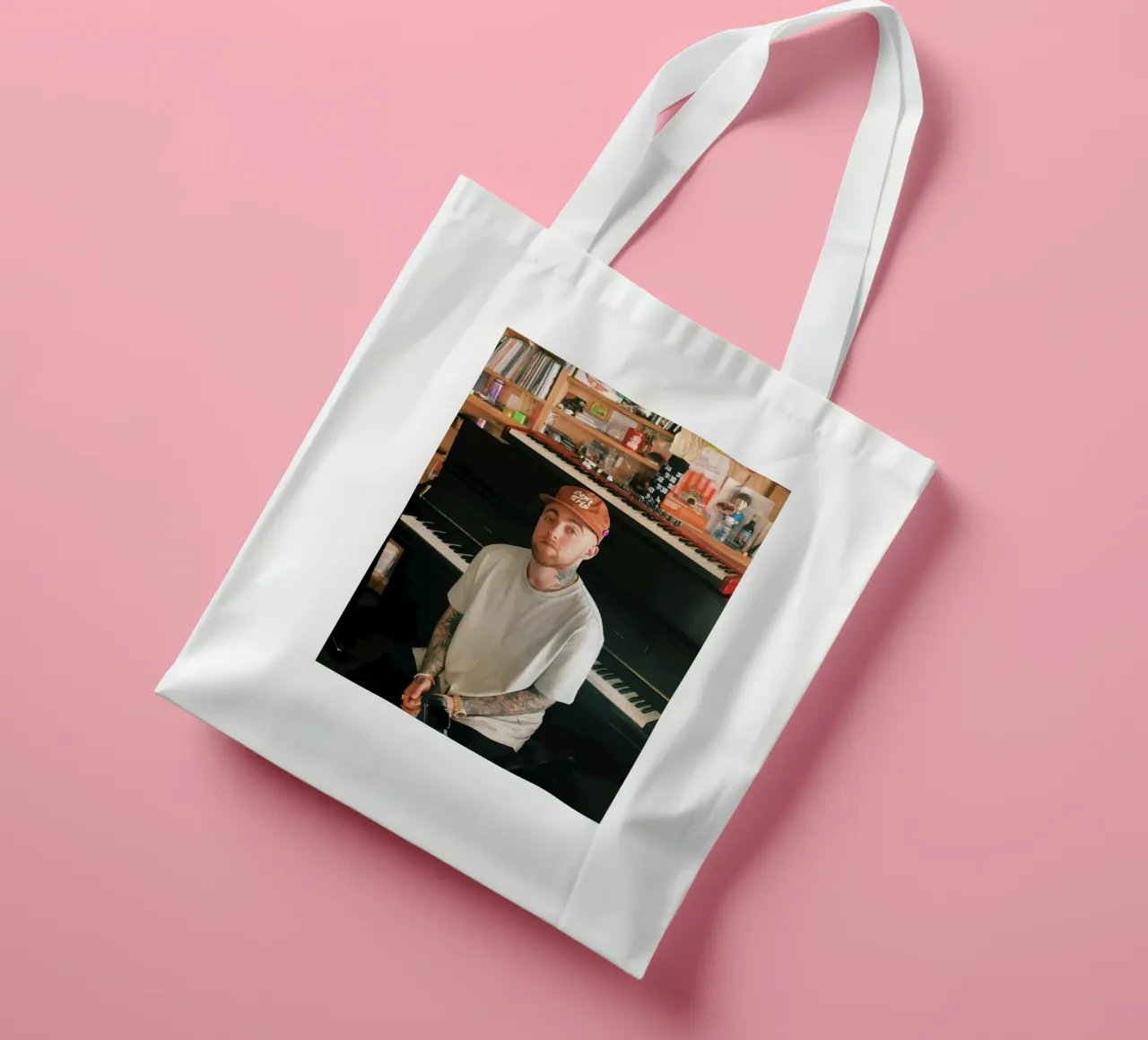 Ritratto di Mac Miller in stile pianoforte borsa in juta da softseilish