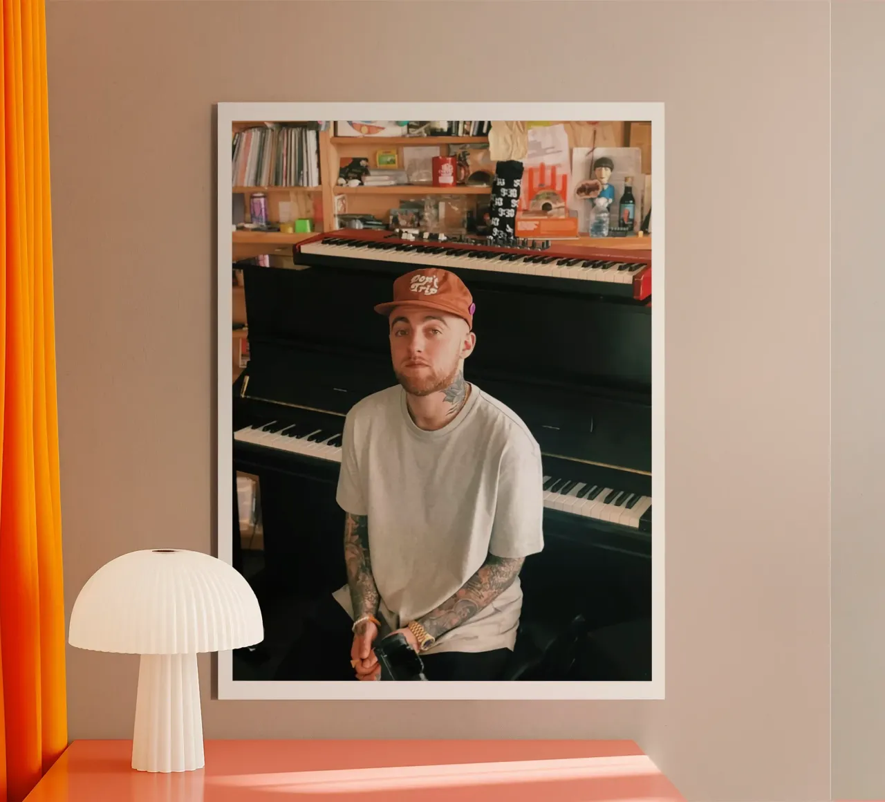 Ritratto di Mac Miller in stile pianoforte alluminio dibond da softseilish