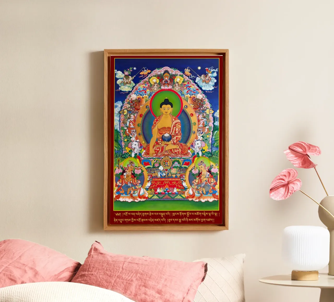 Buddha Shakyamuni Thangka tela con Cornice a cassetta da Happy 😃 Art 🎨 by Christine Schnoell