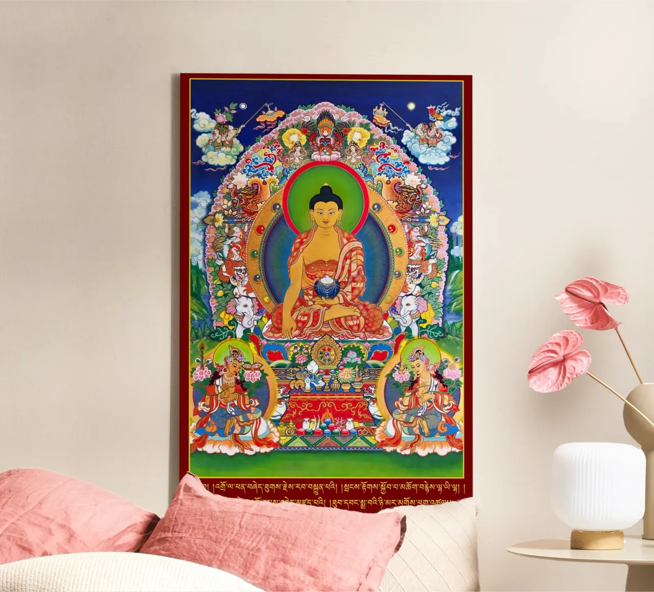Buddha Shakyamuni Thangka tela con Cornice a cassetta da Happy 😃 Art 🎨 by Christine Schnoell