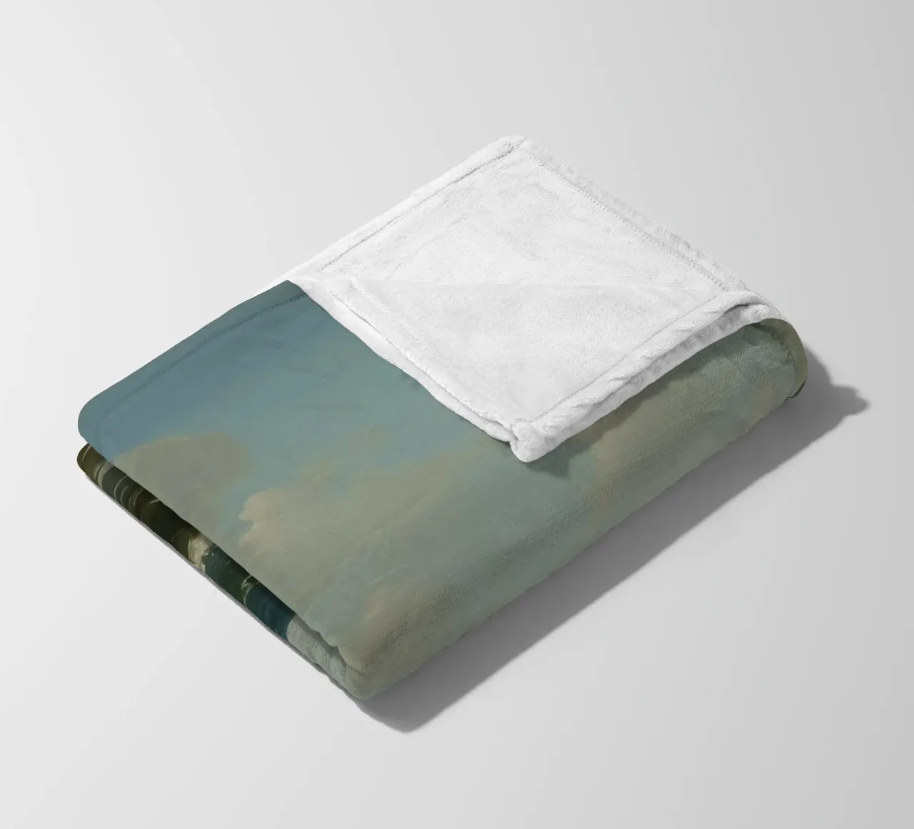 Seagull gliding over ocean waves under a partly cloudy sky fleece blanket by DesignDoodle