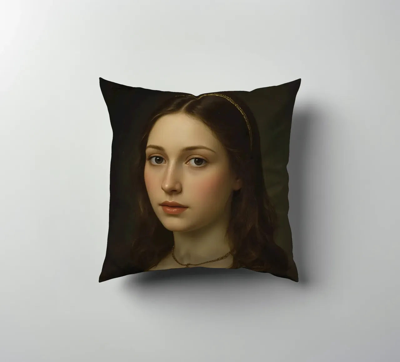 Giovane donna in stile artistico classico Espressione morbida cuscino da DesignDoodle