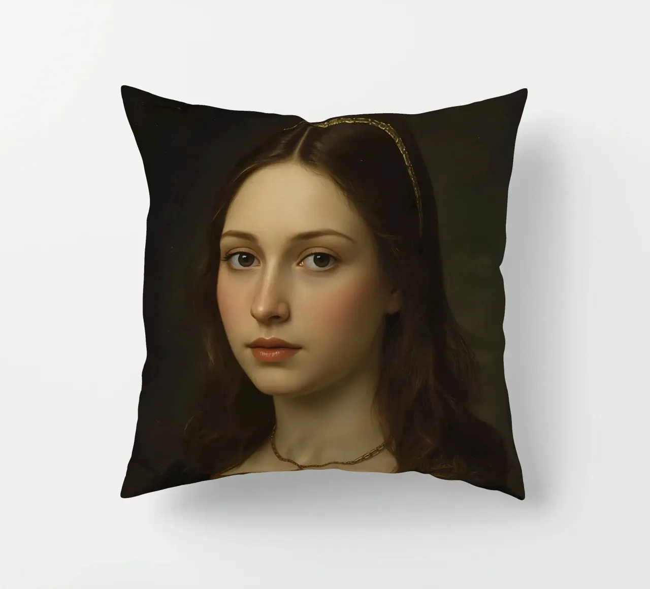 Giovane donna in stile artistico classico Espressione morbida cuscino da DesignDoodle
