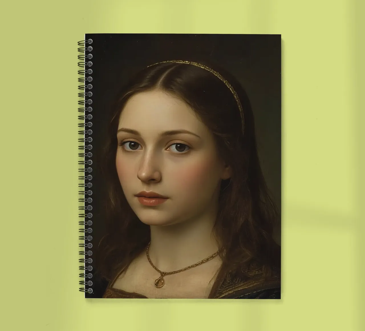 Giovane donna in stile artistico classico Espressione morbida diario ad anelli da DesignDoodle