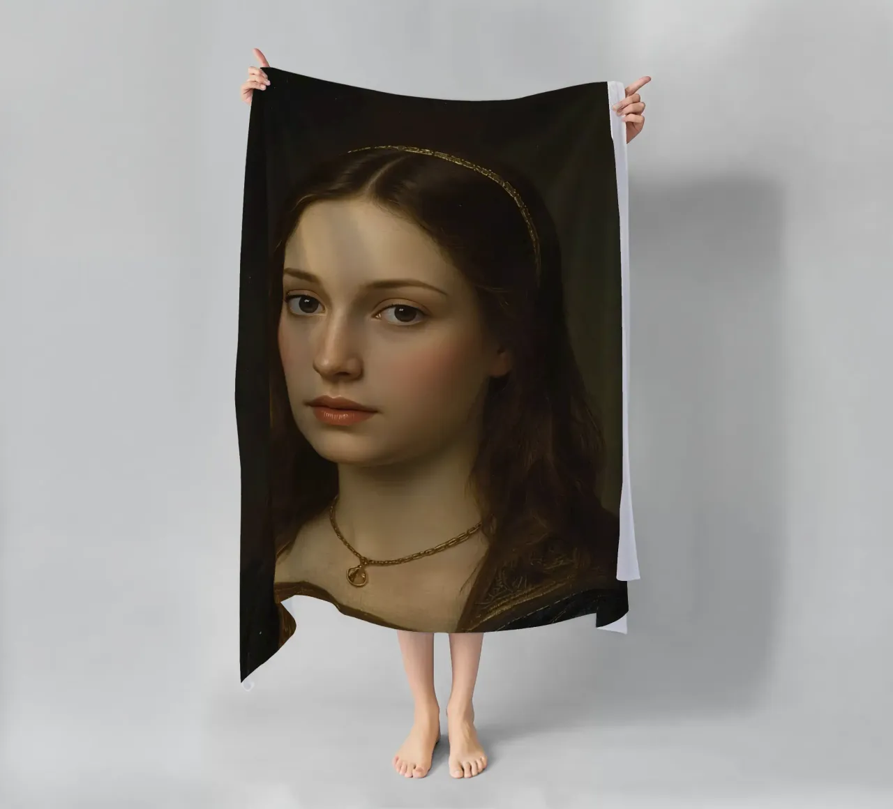 Giovane donna in stile artistico classico Espressione morbida telo mare da DesignDoodle